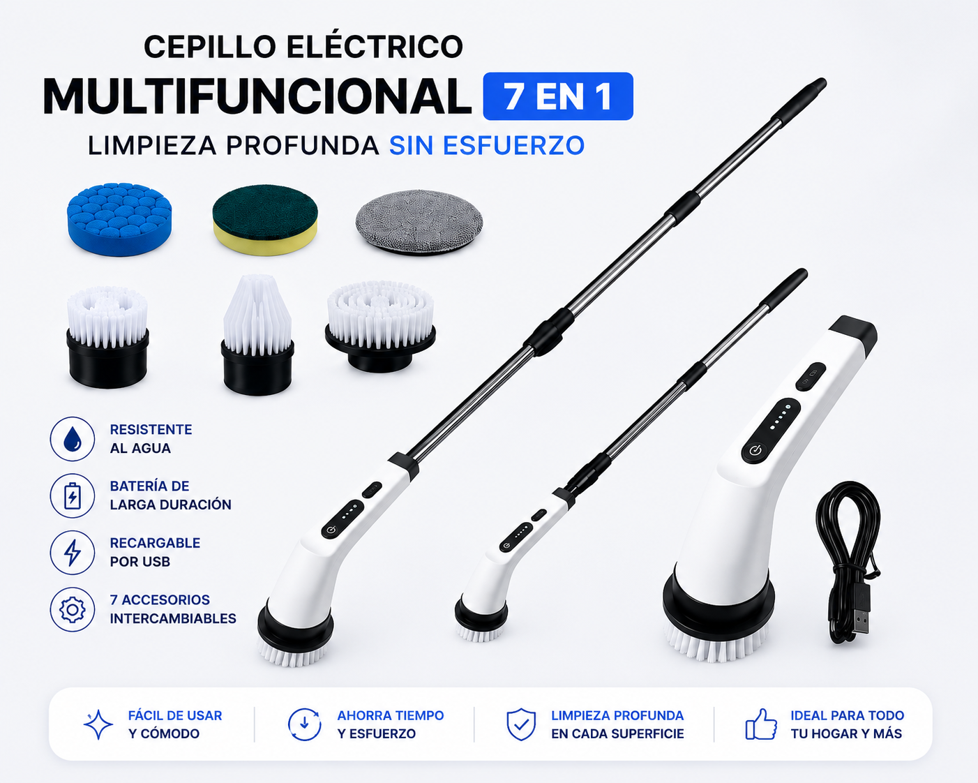 Cepillo Eléctrico Multifuncional 7 en 1